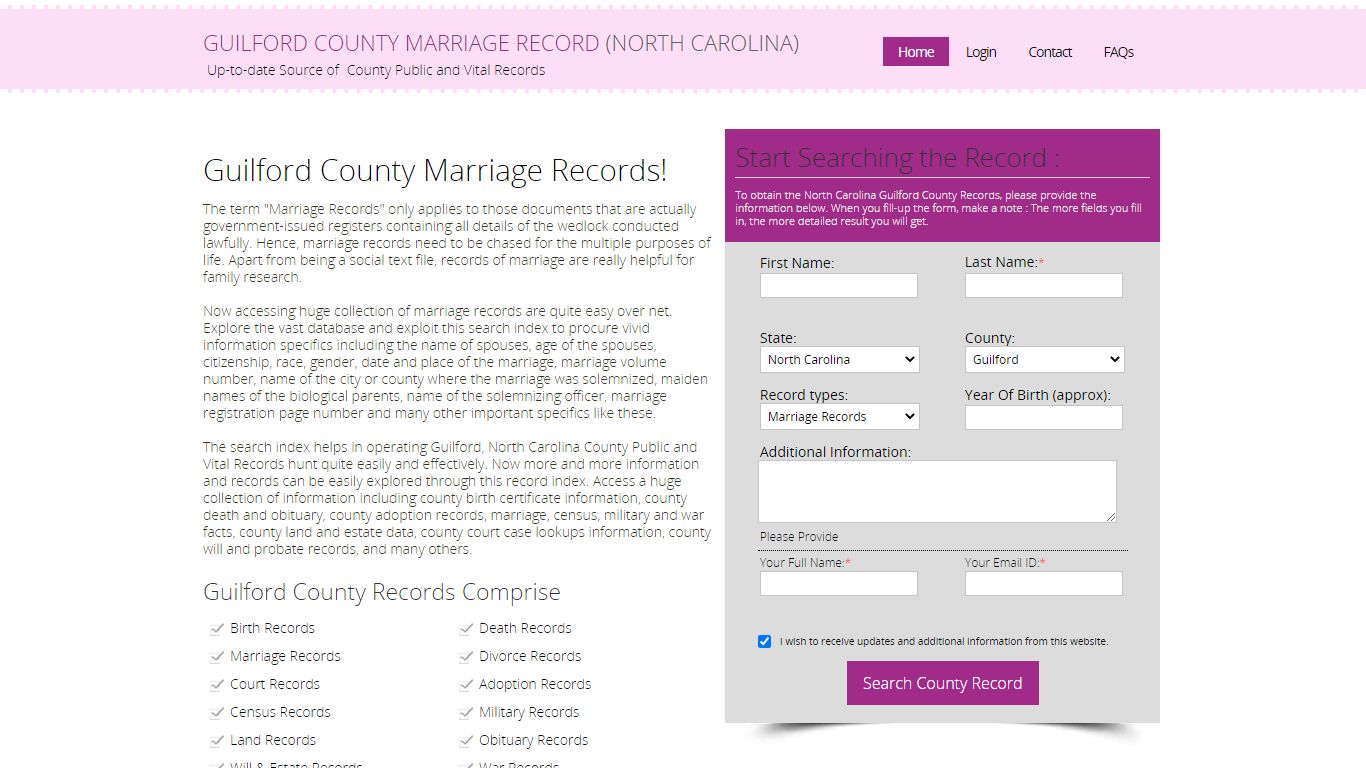 Public Marriage Records - Guilford County, North Carolina